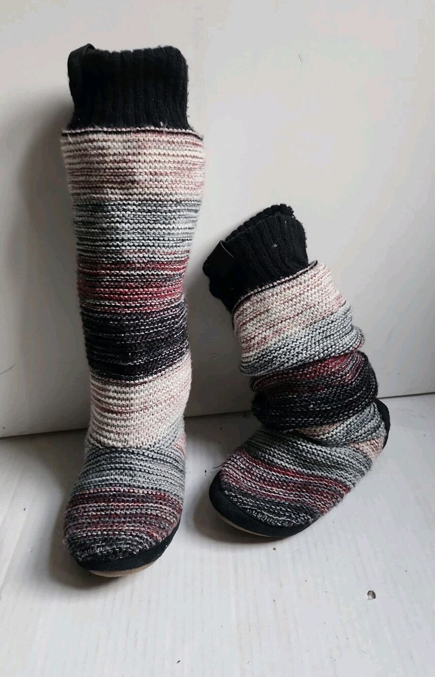 Muk Luks Women 7/7.5 Mid-Calf Sweater Boots Slouch Soft Knit Cottagecore Boho